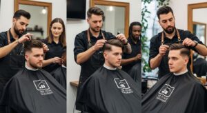 medium length men's haircuts, modern barbershop, professional styling